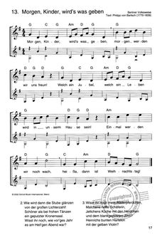 sheet music with the words'morgen, kinder, wirs was geffenn