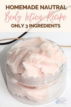 a jar filled with whipped cream and the words, all natural bergamo lotion with only 3 ingredients