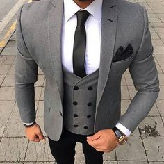 Sem o colete Groom Blazer, Wedding Suits Men Grey, Terno Slim Fit, Grey Suit Wedding, Terno Slim, Herren Style, Mens Fashion Edgy, Men Suit