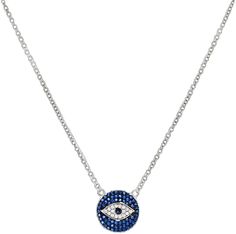 Evil Eye Pendant Necklace In Cubic Zirconia, Blue Sterling Silver Necklace With Diamond Eyes, Blue Necklace With Diamond Eyes As Gift, Blue Necklaces With Diamond Eyes As Gift, Evil Eye Round Cubic Zirconia Necklace, Evil Eye Cubic Zirconia Round Necklaces, Symbol Of Protection, Cubic Zirconia Necklace, Blue Evil Eye