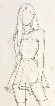 a pencil drawing of a woman in short shorts and top with high heels on her feet