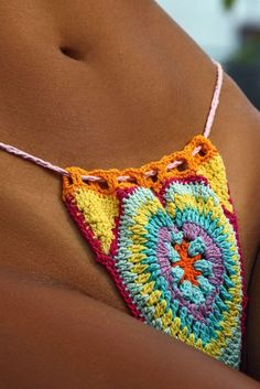 Brighten up your summer with our tiny multi coloured crochet bikini : The Candy Crush Bikini. This is a unique string bikini with upside down heart patterns in mixed sunny happy bright colours. We are crushing hard! Completely hand made cotton crochet string bikini. 2 piece set Bikini. Lined with nude mesh. Micro to Cheeky coverage. Straps to tie top and bottoms with tassels at ends. Crochet String Bikinis, Upside Down Heart, Unique Bikinis, Crochet Swim, Swimsuit Edition, Night Wear, Cotton Crochet, Bright Colours, Tie Top