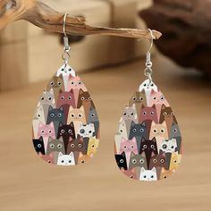 US SELLER Cat Lover Dangle Drop Earrings Novelty Cat Lady Gift Teardrop Unique | eBay