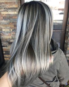 Brown Hair With Ash Blonde Highlights, Long Grey Hair, Ash Gray Hair Color, Ash Grey Hair, Ash Blonde Highlights, Silver Grey Hair