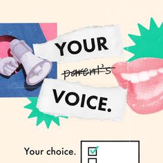 an advertisement with words that say your parents voice and someone's tongue sticking out