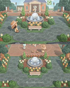 an animal park is shown in three separate screens