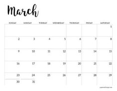 march calendar with the word march written in black and white ink on a white background