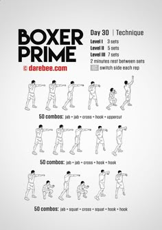 a poster with instructions for how to do the boxing primes in different poses and positions