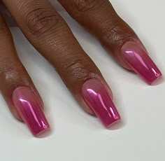 Dark Pink Nails, Pink Chrome Nails, Lipstick Nails, Hot Pink Nails, Pink Chrome, French Tip Acrylic Nails, Birthday Nails, Fabulous Nails