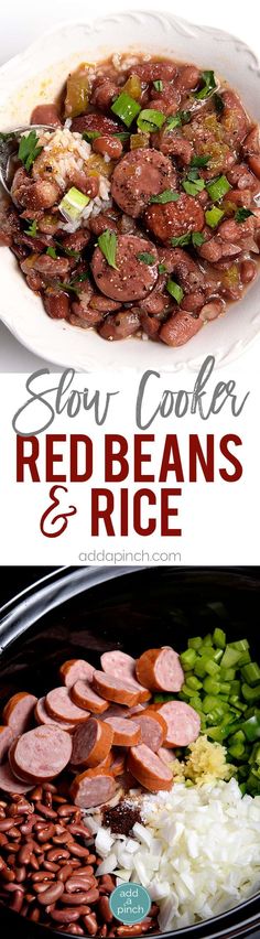 slow cooker red beans and rice with text overlay