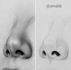 two different pictures with the same person's nose and nose, one is black and white