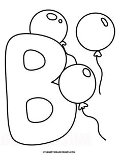 the letter b is for balloon coloring page with balloons on it and one balloon in the air