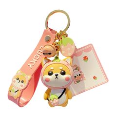 a keychain with a small animal on it and a name tag attached to it