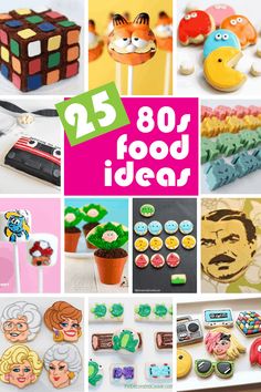 a collage of different foods and desserts with the words'80s food ideas '