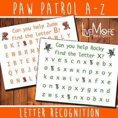 two printable letter recognition worksheets for children