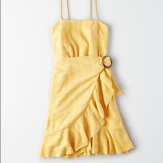 - Nwt Never Worn - In Perfect Condition - Adjustable Straps With Stretchy Back - Very Comfortable Cozy Dress Outfit, Mini Ruffle Dress, Summer Lounge, Eagle Dress, American Eagle Dress, Dream Dresses, Free Jeans, Celebrity Tattoos, Dress Yellow