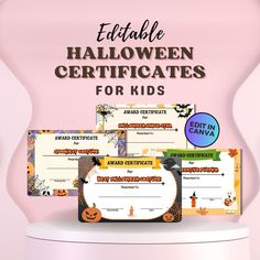 halloween certificate for kids with pumpkins and jack - o'- lanterns