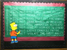 a bulletin board with the simpsons written on it