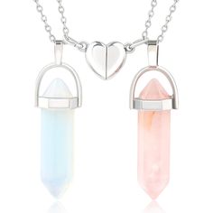 PRICES MAY VARY. ✧【AESTHETIC MAGNETIC COUPLE AND FRIENDSHIP NECKLACES】- You can get 2pcs hexagonal crystal pendants with a pair of magnetic heart clasp. When you are together, the heart charm binds you together. When you and your friend are thousands of miles apart, the crystals protect you and your friend individually- They are necklace full of love, a great gift for yourself and your friend, girlfriend and boyfriend, wife and husband. ✧【HEALING CHAKRA CRYSTAL GEMSTONE】- This Womens Mens Crysta Cute Bff Jewelry, Couples Necklaces, Matching Necklaces For Couples, Bff Necklace, Vday Gifts, Dainty Rose, Magnetic Necklace, Friendship Necklace, Miles Apart