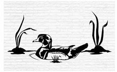 a black and white drawing of a duck in the water