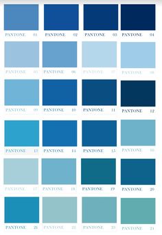 the pantone color chart for blue is shown in this image, and it shows different shades