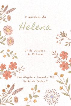 a card with flowers and leaves on it