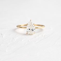 |14k Yellow Gold Dimond Engagement Rings, Pear Cut Diamond Ring, Diamond Centerpiece, 14k Gold Wedding Ring, Melanie Casey, Ring Cuts, Gia Certificate, Pinterest Wedding, Moissanite Solitaire Ring