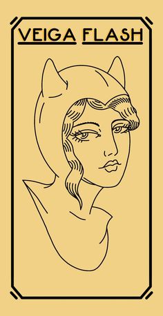 a drawing of a woman's face with the words vegas flash in black and yellow