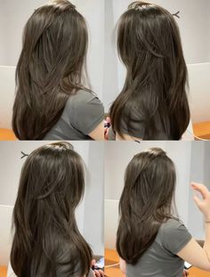 Hushcut Haircut Long Hair, Wonyoung Haircut, Long Hair Inspo Brunettes, Blended Layers Haircut, Layer Cut For Medium Hair, Wolfcut Women, Lots Of Layers Long Hair, Straight Cut Hair, U Shaped Haircut