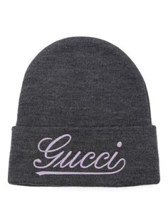 Find GUCCI Logo-ebroidered Beanie on Editorialist. grey wool fine ribbed mélange effect embroidered logo to the front turn-up brim pull-on style We've partnered with Good On You — an independent agency that rates how brands perform in relation to their impact on the planet, people and animals, with a multi-criteria rating simplified to a five points scale. In order to be awarded our conscious label, larger brands need to score a minimum of four out of five ('Good'), while smaller brands must score at least three out of five ('It's A Start'). This item comes from a brand rated three out of five ('It's A Start') by Good on You at the time it was added on FARFETCH. Please note, this is a brand-level rating and does not guarantee that this product is made with conscious materials. Learn more a Embroidered Beanie, Gucci Logo, Planet People, Grey Beanie, Five Points, Iconic Bags, Demi Fine Jewelry, Exclusive Fashion, Fine Earrings