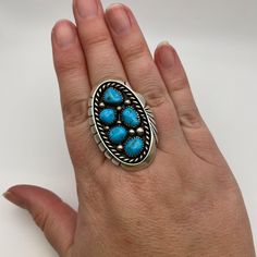 This Is A Superb Piece. The Ring Is Heavy But Fits Comfortably. The Turquoise Is A Beautiful Deep Blue And The Workmanship Is Excellent. It Is Signed. 5 Rings, Ring Color, The Ring, Womens Jewelry Rings, Deep Blue, Blue Gold, Turquoise Ring, Native American, Women Jewelry