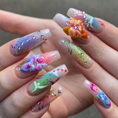 Boujie Nails, Nails Reference, Bright Acrylic Nails, Japan Nails, Japan Nail, 3d Flower Nails, Nail Sets