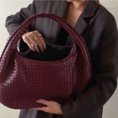 Burgundy Purse Vegan Leather Woven Shoulder Bag for Women Large Tote Bag Hobo Travel Hand bag Braided Purse Purse Must Haves Anthropologie purse Bottega Amazon finds red purse aesthetic outfit inspiration fall style Valentines Day Outfit Fall Bags Aesthetic, Bottega Shoulder Bag, Outfits With Purses Handbags, Burgundy Bottega Bag, Woven Bag Aesthetic, Red Bottega Bag, Burgundy Tote Bag Outfit, Red Purses And Handbags, Bottega Hobo Bag Outfit