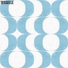 a blue and white wallpaper with circles on it