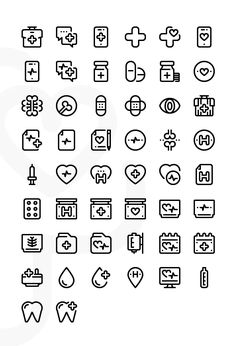 the icons for medical devices are shown in black and white, as well as an image of