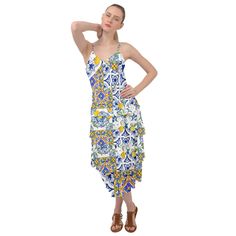 Italian Summer inspired ,Mediterranean,Amalfi style,lemon,Layered Bottom Dress Made from 100% Polyester Soft and lightweight chiffon fabric Machine wash Weight 110 gsm Designs imprinted using an advance heat sublimation technique Summer Style Sundress With Lemon Print For Vacation, Summer Lemon Print Sundress For Vacation, Summer Sundress With Lemon Print For Vacation, White Lemon Print Dress For Vacation, Summer Beach Dress With Lemon Print, Summer Lemon Print Sundress For Beach, Summer Sundress With Lemon Print For Beach, Sundress With Lemon Print For Vacation, Lemon Print Sundress For Vacation