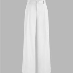 High Waisted And Wide Leg. Brand New With Tags. Tags Say Medium But Website Says Size 6. Seluar Slack, Formal Pants Women, White Slacks, Big Pants, Jacket Outfit Women, White Dress Pants, Eid Outfits, White Clothes, Elegant Pant