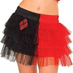 Nwt One Size Fits Most Harley Quinn Short Tulle Skirt. Black And Red. Adult Brand New. Never Worn. Dc Comics Tag Says Fits Up To A Size 8. Superhero Fancy Dress, Short Tulle Skirt, Red Tutu Skirt, Tutu Skirt Women, Red Tutu, Superhero Fashion, Wings Dress, Strapless Tube Dress, Corset Costumes