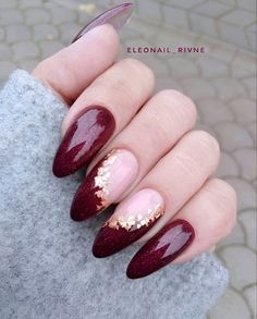 Vampy Nails, Red And Gold Nails, Dark Red Nails, Wine Nails, Short Nails Art, Burgundy Nails