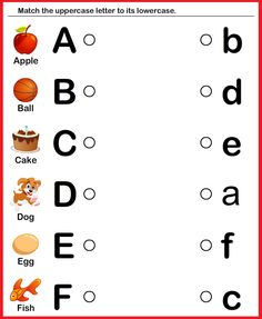 an uppercase letter to lowercase worksheet for kids with pictures and words