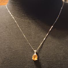 This Is A Solid Sterling Silver And 3.25ct. Natural Earth Mined Pear Cut Faceted Orange/ Yellow Sapphire Necklace In Good Condition. Thus Necklace Comes With Certificate And Pedigree From Earth Mined Geology Lab. Yellow Sapphire Necklace, Natural Jewelry, Orange Sapphire, Sapphire Necklace, Natural Earth, Yellow Sapphire, Nature Jewelry, Pear Cut, Orange Yellow