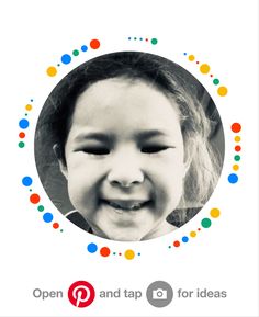 an image of a child's face with the words open and tap on it