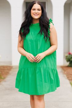 Chic Soul plus size clothing, kelly green flowy dress with a smocked neckline and flutter sleeves Green Knee-length Mini Dress With Ruffle Hem, Green Midi Dress With Flutter Sleeves, Chic Green Mini Dress With Ruffle Hem, Chic Green Dress With Ruffle Hem, Chic Green Midi Dress With Ruffle Hem, Green Ruffled Sundress Midi Dress, Green Mini Dress With Ruffle Hem For Day Out, Casual Kelly Green Summer Dress, Chic Green Dress With Ruffle Sleeves