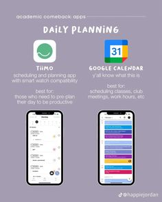 two iphones with the text daily planning and google calendar on each one, next to an