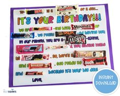 a birthday board with candy and candies on it