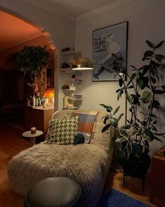 a living room filled with furniture and plants