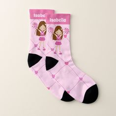 Cute Cheerleader Pink Hearts Personalized Cheer Socks, Women's, Size: Large, Thistle / Hot Pink Gender: female. Age Group: adult. Cheerleader Birthday Party, Kids Cheerleading, Cheer Squad Gifts, Cheerleader Birthday, Cheer Socks, Cheer Captain, Cheerleading Shirts, Cute Cheerleaders, Cheerleading Gifts