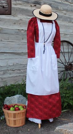 Pick this set up and you'll save 10%! Comes with a dress, pinafore, apron, straw hat and bloomers. Comes in a variety of colors too. Pioneer Dress Pattern, Pioneer Work Dress, Trek Dress, Pioneer Dress Walmart, Long Pioneer Skirt, Homesteading Crafts, Vintage Cotton Prairie Dress For Costume, Beekeeper Costume, Lds Temple Clothing