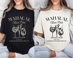 two women sitting on the floor wearing matching t - shirts that say, mahauau and beach club