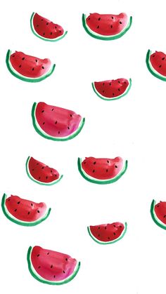 watermelon slices are arranged on a white background